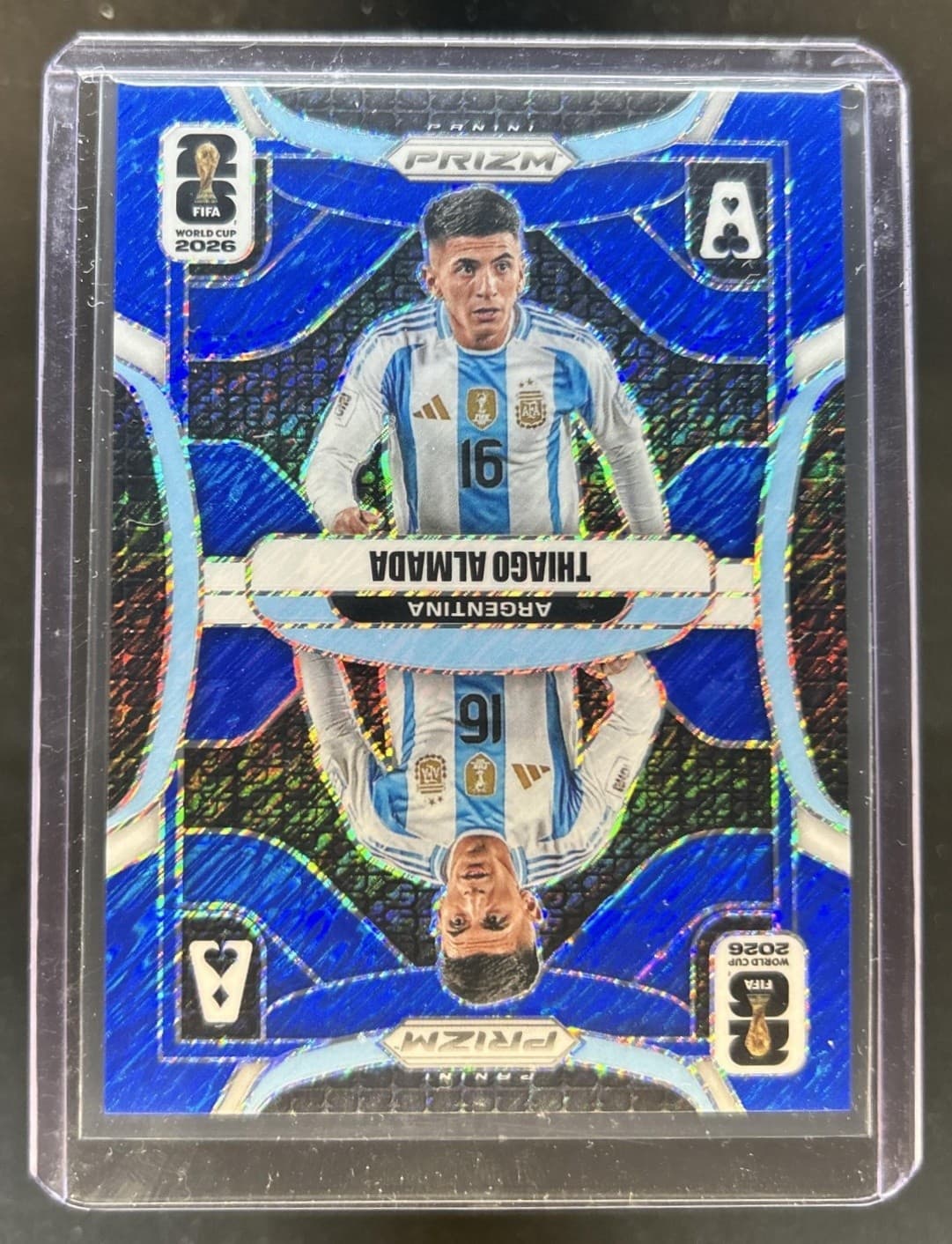 2026 Panini Prizm World Cup Thiago Almada Aces Blue Shimmer #/8 Argentina