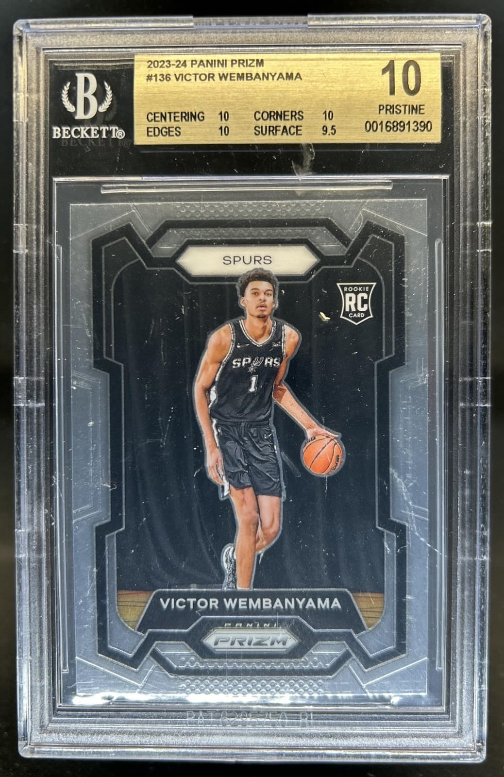 2023-24 Panini Prizm Victor Wembanyama Pristine Rookie RC #136 Spurs BGS 10