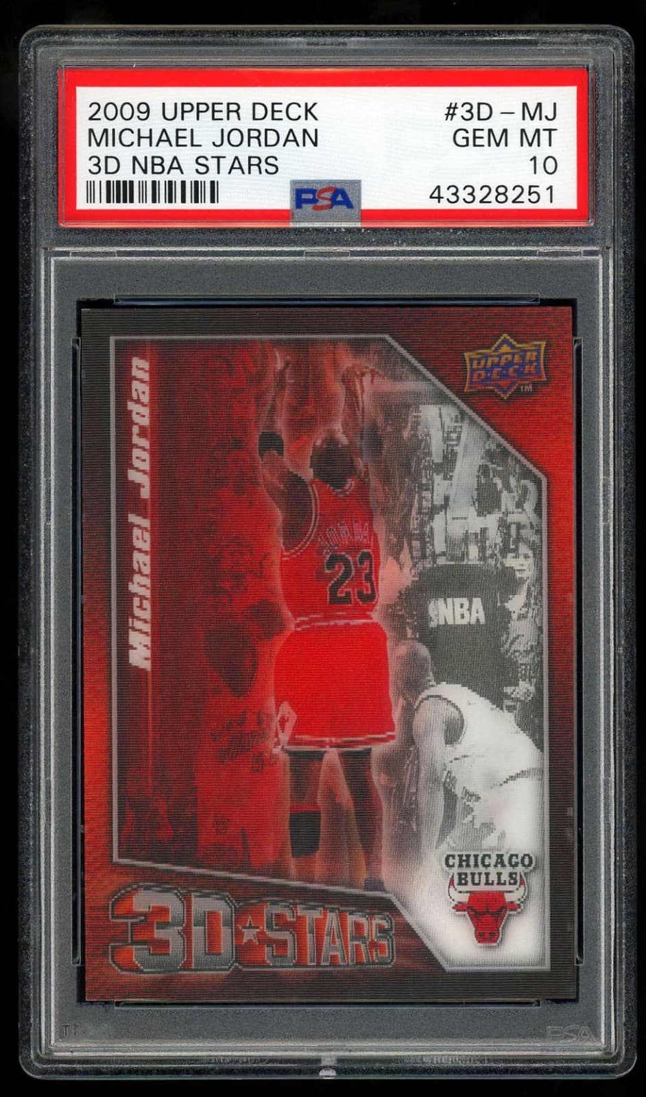 Michael Jordan 2009 Upper Deck 3D NBA Stars 3D-MJ PSA 10 GEM MINT *Low Pop*
