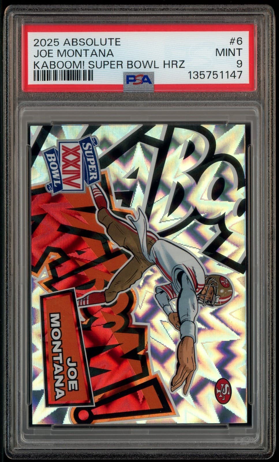 2025 Panini Absolute KABOOM! Super Bowl #6 Joe Montana HOF SSP CASE HIT PSA 9