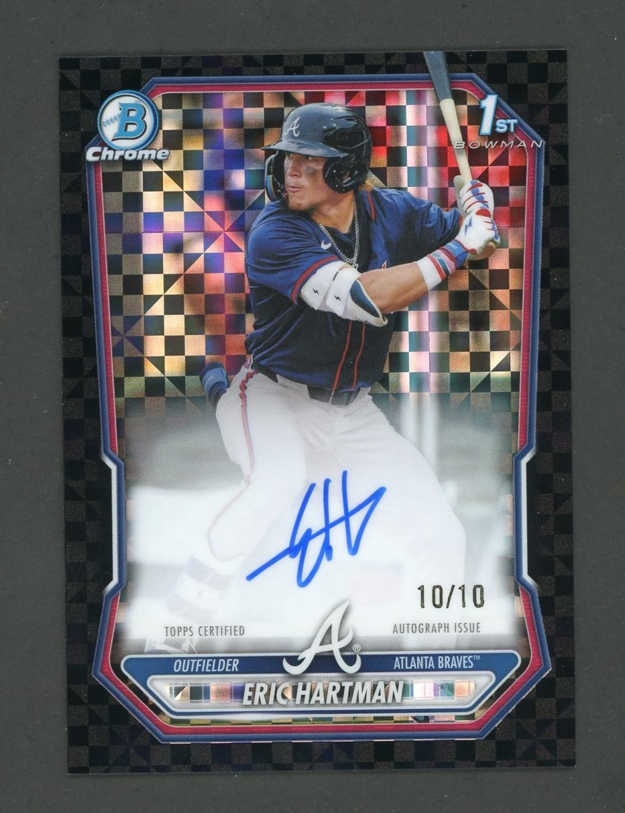 2026 Bowman Eric Hartman Chrome Auto Black X-Fractor 1st Prospect #/10 Braves