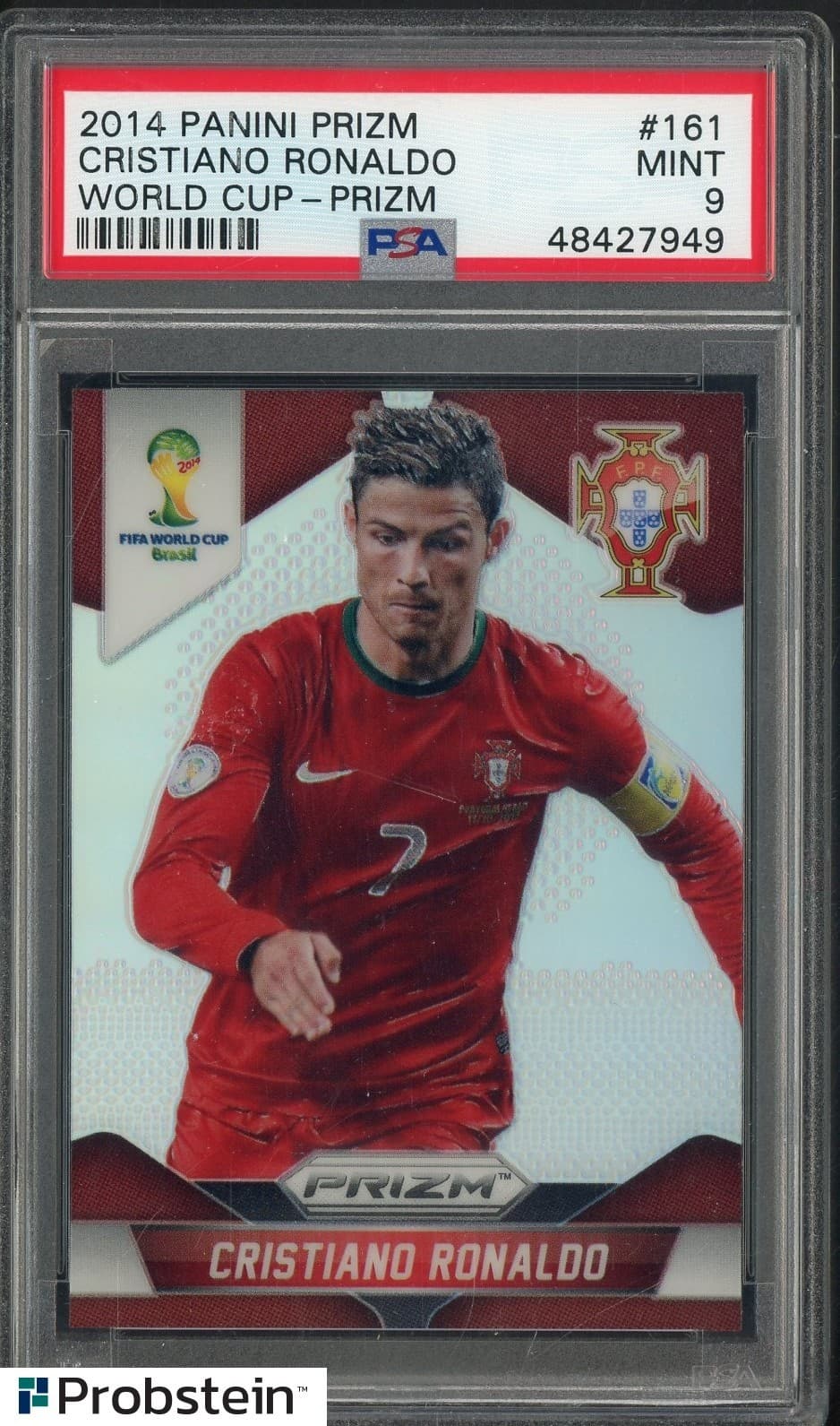 2014 Panini Silver Prizm World Cup Soccer #161 Cristiano Ronaldo Portugal PSA 9