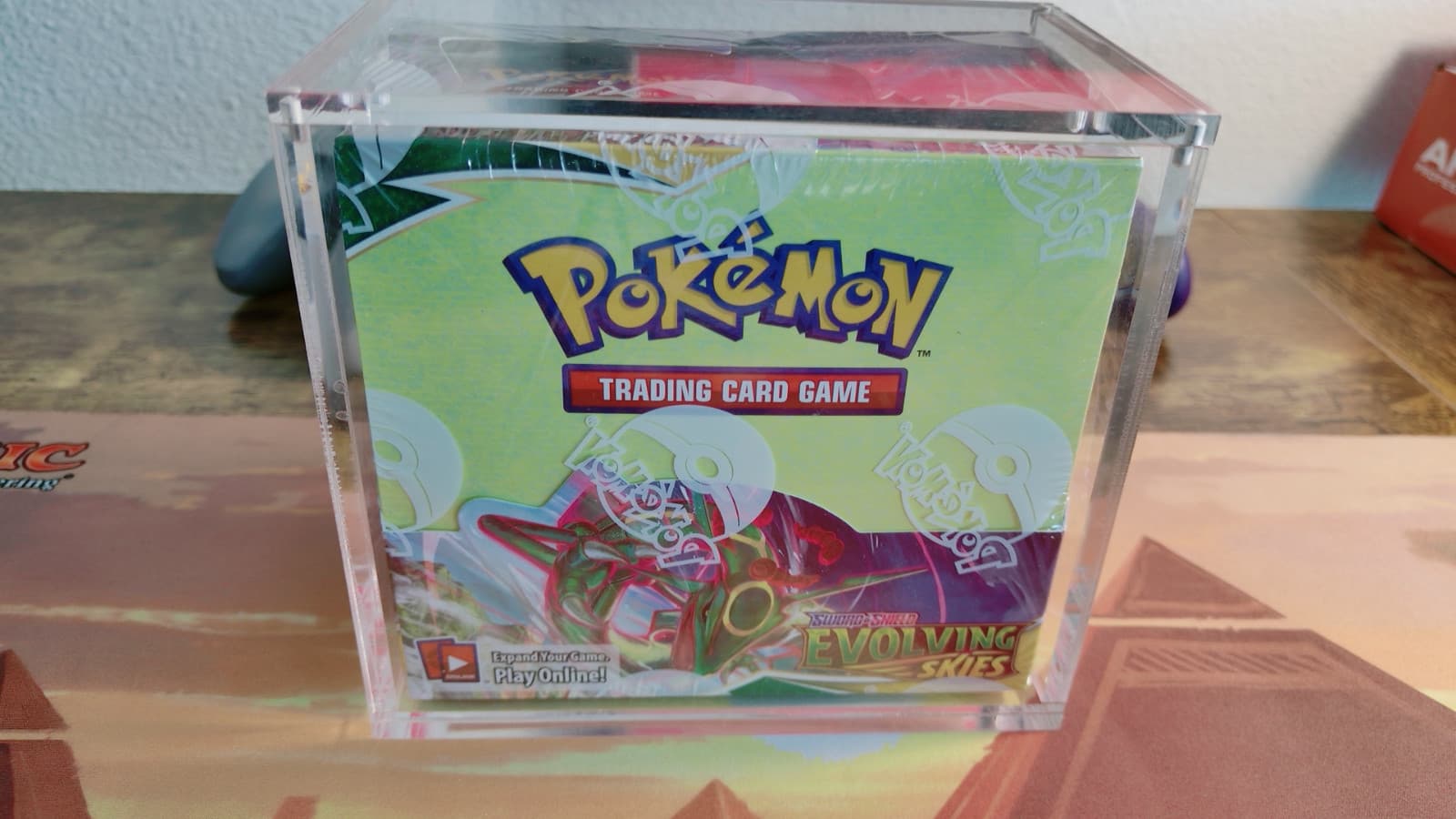 Pokemon TCG Sword and Shield Evolving Skies Booster Box Sealed in Acrylic Case