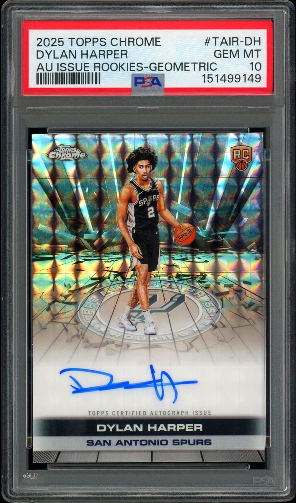 Dylan Harper 2025 Topps Chrome AU Issue Geometric RC Auto TAIRDH PSA 10 GEM MINT