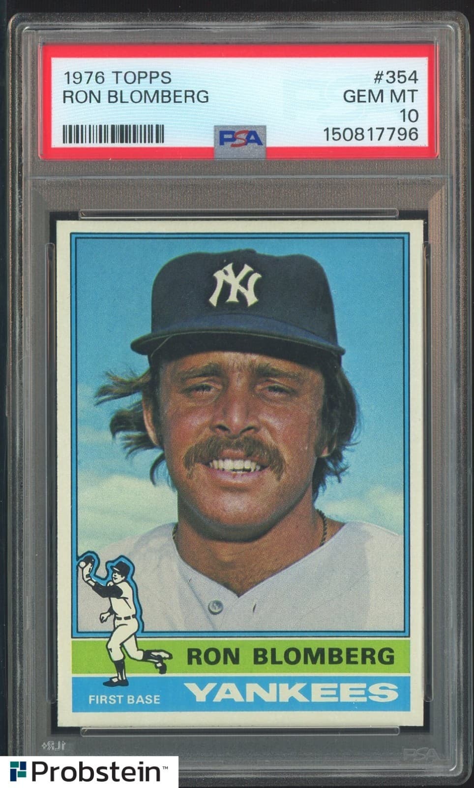 1976 Topps #354 Ron Blomberg New York Yankees PSA 10 Gem Mint