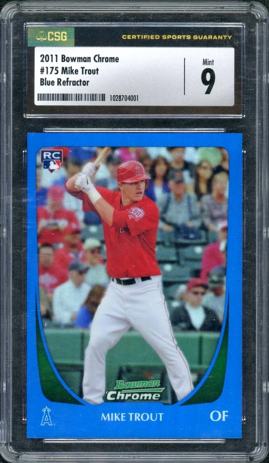 2011 Bowman Chrome Mike Trout Blue Refractor Rookie /150 #175 CSG 9